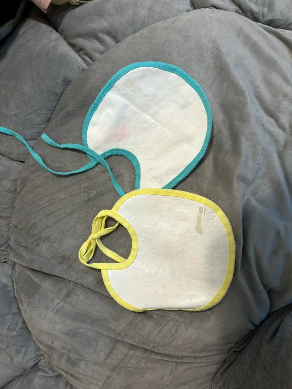 Kids Yellow and Teal Bunny Bibs - Brand: